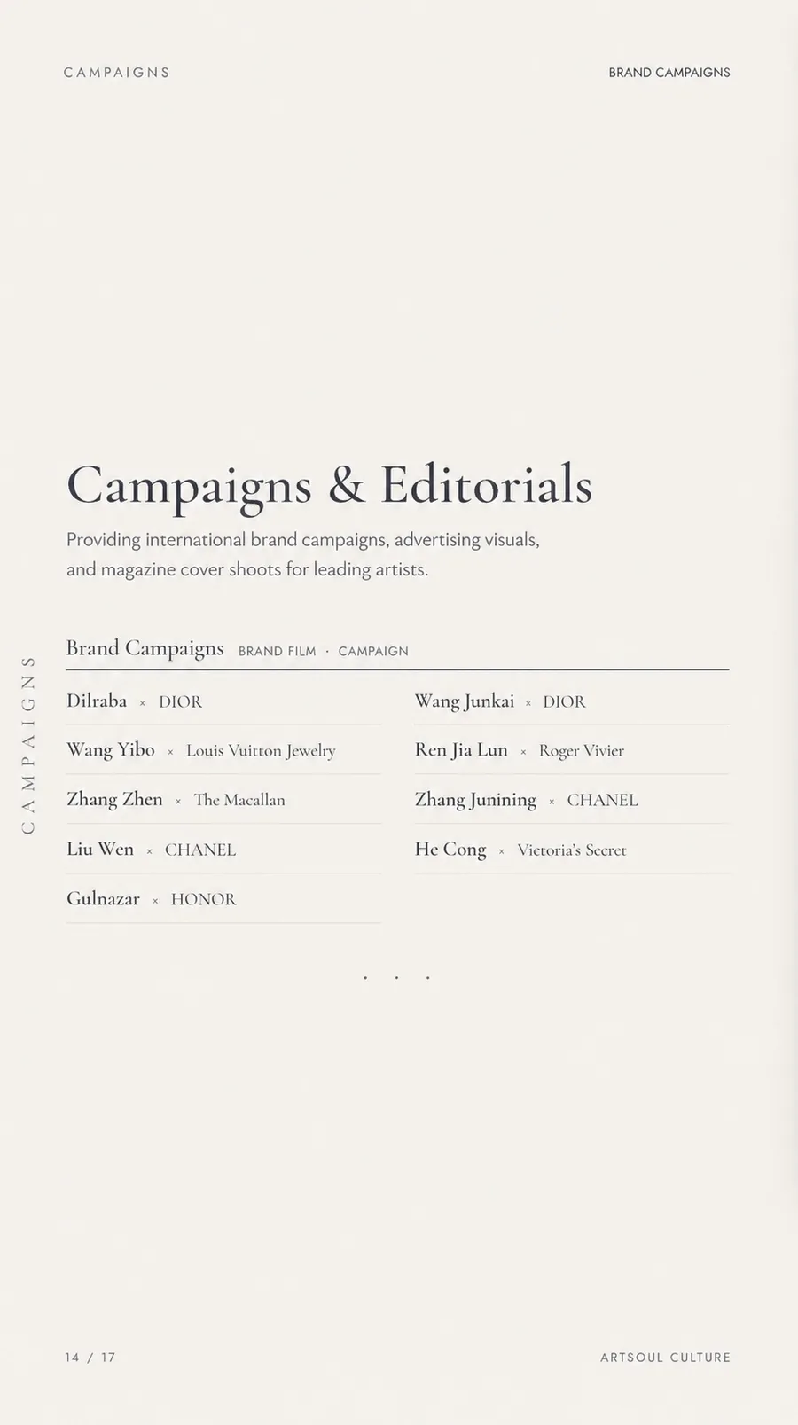 Campaigns and editorials collaboration list page.