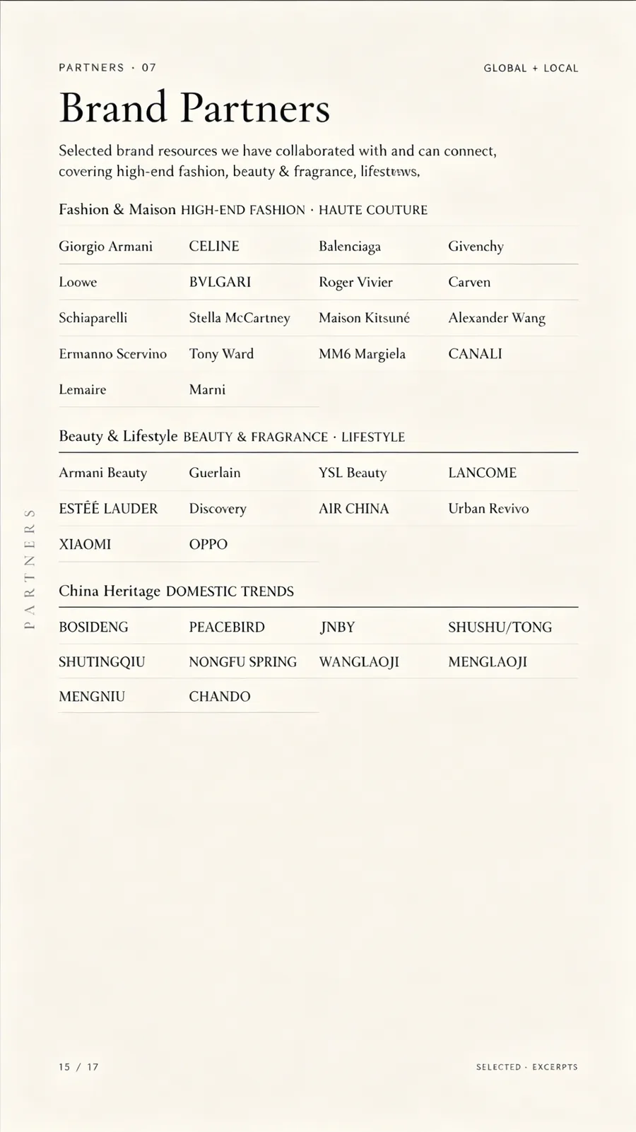 Brand partners listing page.